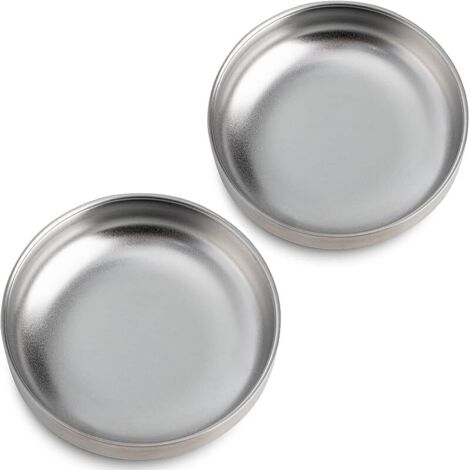 Lot de 2 gamelles plates en acier inoxydable pour chat et chat - Largeur du bol : 15 cm - Convient aux moustaches (1/5)