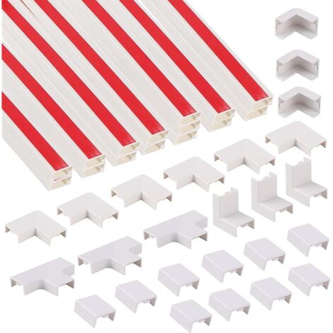 15 PCS Câble Conduit Blanc Auto-adhésif 20x10 mm Cabane pour l'acheminement des câbles 15x30 cm (4,5m) Mini canaux câblés Couverture Cours avec 25 Accessoires Arbre de câble Blanc (1/5)