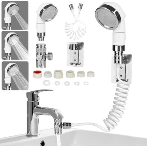 Douchette à main pour lavabo, douchette de lavabo avec tuyau, pommeau de douche et distributeur de robinet, robinet de salle de bain pour handicapés, personnes âgées (1/5)