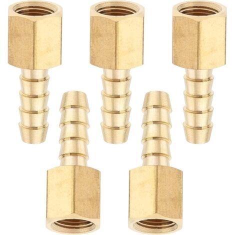 Laiton BSP Raccord Coupleur/Adaptateur 1/8-Pouce Femelle BSPP x1/4-Pouce(6mm) Tuyau Barbillon Pétrole Gaz Eau (paquet de 5) (1/4)