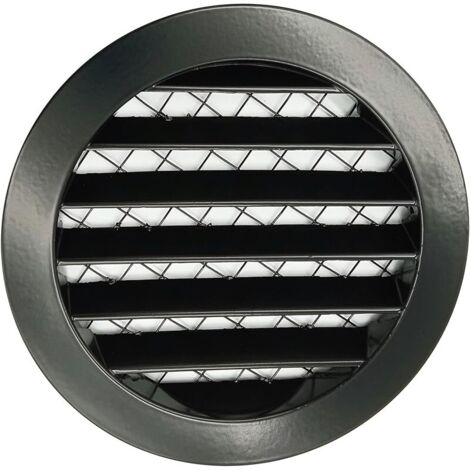 Grille d'aération ronde en aluminium noir avec filet anti-insectes (ALU Ø 160) (1/5)