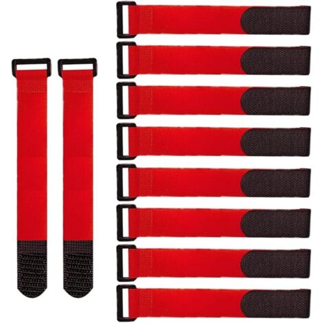 20 Pièces 20 X 2 cm Nylon Serre-Câbles, Sangles de Câbles Réutilisables, Attaches de Câble Réglables à Crochet et Boucle (Rouge) (1/5)