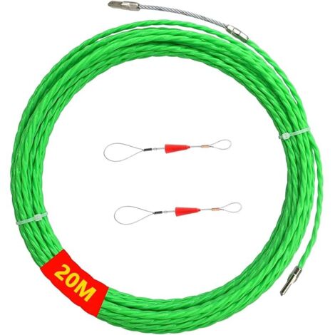 20 m Tire Fil électriques, φ 4 mm Fish Tape Cable, avec 2 Tête Flexible de Guidage, Aiguille Passe Cable pour Câble de Communication Mur Conduit de Sol (1/5)