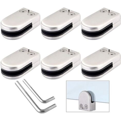 6 Pièces 10～12 mm (L Taille) Pinces à Verre, Pince à Verre en Acier Inoxydable 304, Support de Serrage en Verre Réglable à Dos Plat, pour Main Courante Balustrade Escalier (Argent) (1/5)