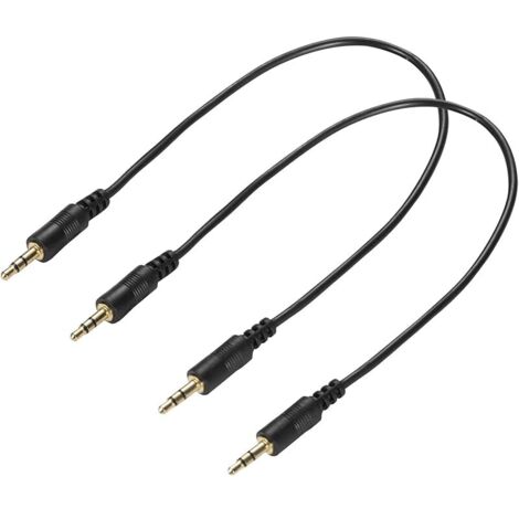 2 Pcs Câble audio jack TRS 3,5 mm 30 cm, prise stéréo mâle vers mâle 3 broches 1/8" pour casque audio, cordon auxiliaire (1/5)