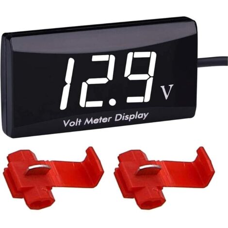 1 voltmètre numérique étanche DC 12 V LED affichage pour voiture et moto voltmètre manomètre avec pinces métalliques (1/5)
