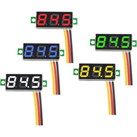 5 Pièces Mini voltmètre numérique DC 0,28 ", testeur de tension mini voltmètre DC à trois fils 0V-100V - 5 couleurs (1/5)