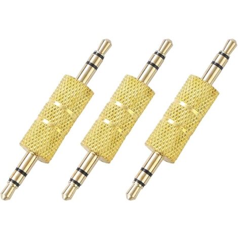 3 pièces 3,5 mm (1/8") Adaptateur de coupleur stéréo mâle à mâle connecteur de Cordon auxiliaire Jack changeur de Genre (1/5)