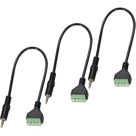 3 Pcs Adaptateur de câble d'enceinte 3,5 mm (30 cm), Jack stéréo TRRS mâle 4 pôles 1/8" vers connecteurs à vis