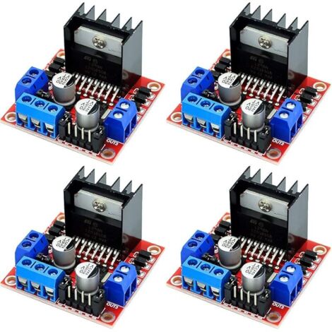 4 pièces L298N Module de carte de contrôleur d'entraînement de moteur double pont en H DC pas à pas pour Arduino (1/5)