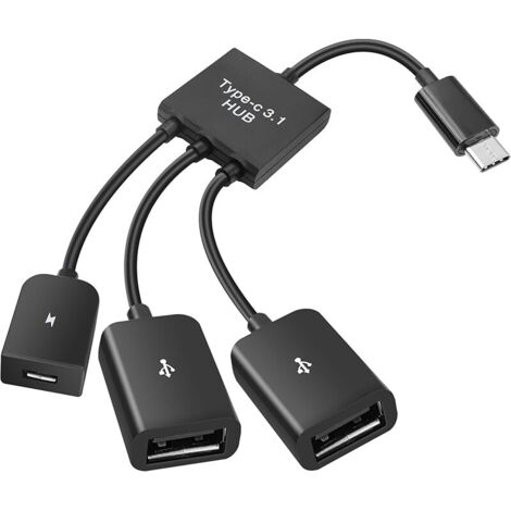Adaptateur USB C vers Dual OTG, 4 ports de type C mâle vers 2 USB et micro femelle répartiteur pour tablette Android et smartphone (1/5)