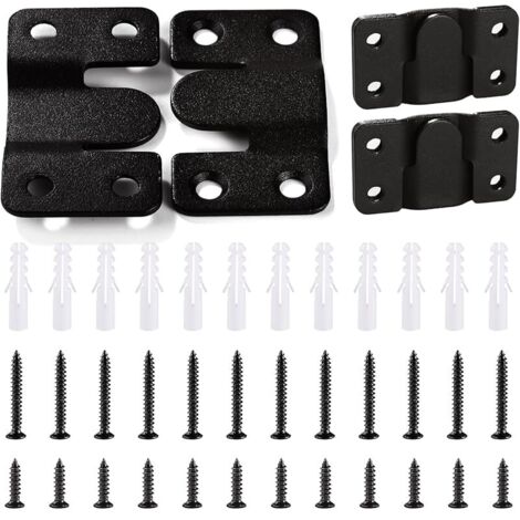 6 Pièces Supports de Montage Encastrés, Boucle Quincaillerie Murale en Acier Inoxydable, Supports Encastrés pour Cadre Photo, Mural Cintre Photo, avec 24 Vis, Noir 54 x 30 mm (1/5)