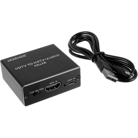 4K HDMI Audio Convertisseur Adaptateur, HDMI Audio et SPDIF Toslink optique et convertisseur audio stéréo 3,5 mm pour lecteur PC