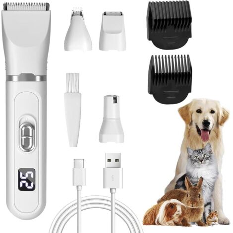 Tondeuse Chien Professionnelle 4 en 1,Ciseaux Toilettage Chien,Tondeuse Chat avec Câble USB Rechargeable,Tondeuse Animaux,Tondeuse à cheveux sans fil et silencieuse pour chiens et chats (1/5)