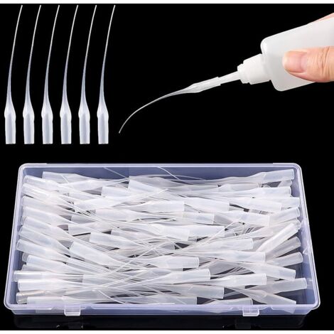 100 Pièces 0.1mm Plastique Micro-pointes Colle, Embout de Bouteilles de Colle, Micro-Pointes de colle Plastique Longue Bouche, pour Loisirs Créatifs Modélisme Loisirs Créatifs (1/5)