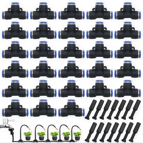 Ensemble d'accessoires pneumatiques 42 pièces, kit de connecteurs enfichables comprenant des raccords rapides en T, des bouchons d'étranglement, adapté aux outils pneumatiques de 8 mm (1/5)