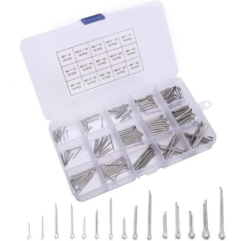 150 Pièces Goupilles Fendues Assortiment Kit, 15 Tailles Goupilles Fendues en Acier Inoxydable avec Boîte en Plastique, pour L'automobile, la Mécanique, le Garage Automobile, L'atelier (1/5)