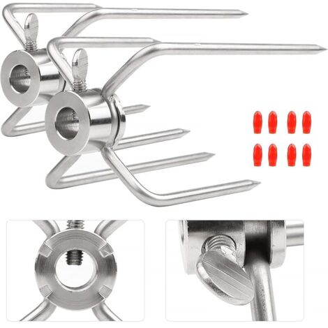 2X Fourche pour Broche de Four de Diamètre 10mm avec Vis de Blocage avec Couvercle de Protection Rouge (1/5)