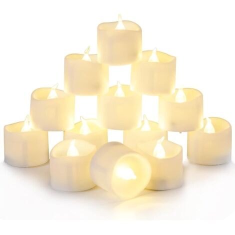24 Pièces Set Bougies LED Thé, Batterie Incluse CR2032, Sans Flamme, pour Décoration Maison Fête Mariage (1/5)