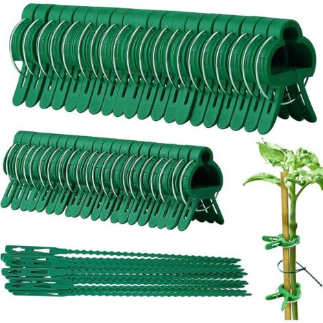 60 Clips pour Attacher Les Plantes (20 Grandes/20 Petits/20 Attaches) - Aide à l'escalade des Plantes grimpantes sur tuteur Spirale ou Piquet Bambou Clips pour Le Jardinage et Le Potager (1/5)