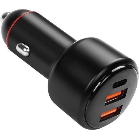 Adaptateur de chargeur de voiture 3 ports USB C 125 W USB C et USB A PD/QC Adaptateur d'alimentation de voiture à charge rapide allume-cigare (1/5)