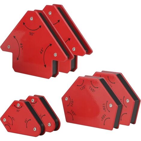 6 Pièces Positionneurs Magnétiques de Soudure Set avec une Force de Maintien de 4,5 kg/11kg, Dimensions de l'Angle- Equerre Aimanté pour Soudure Outils de Localisation Auxiliaires (1/5)