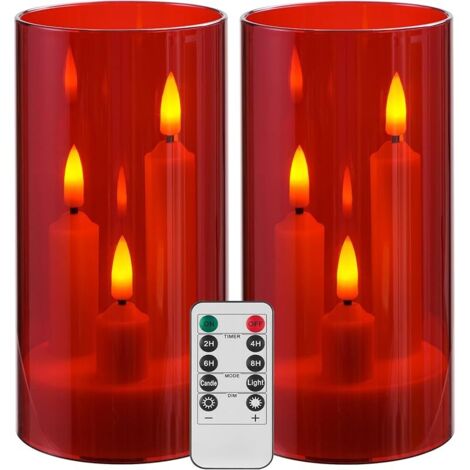 2 Bougies LED à Tige 3 Cœurs, Coque en Acrylique Transparent Rouge, Bougies Sans Flamme avec Télécommande, Effet de Flamme Réaliste, Fonctionne avec Piles pour Décoration Maison, Noël, Mariage (1/5)
