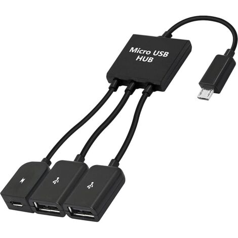 Câble Micro USB vers Double USB Micro USB Mâle à 2 USB Femelle OTG Diviseur avec Micro Femelle pour Android PC Tablet et Smartphones et Plus