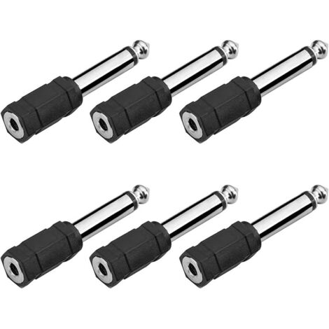 6 pièces 6,35mm Mono vers 3,5mm Adaptateur,Jack mâle TS 1/4" vers convertisseur Femelle 1/8" pour Casque,Microphone (1/5)