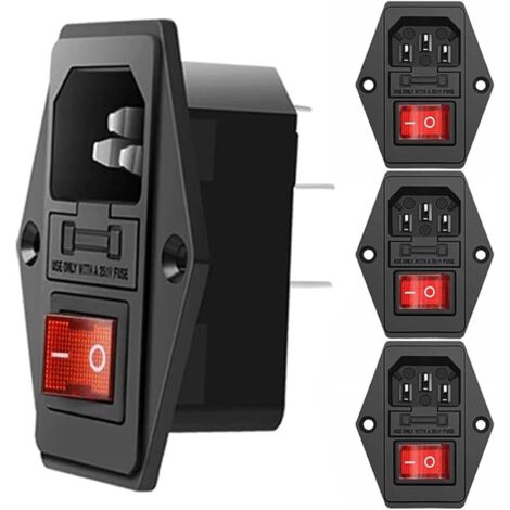 4 pièces Prise de module d'entrée IEC320 C14 à 3 broches interrupteur à fusible 10A, prise de courant mâle 10A 250V AC pour appareils médicaux d'équipement de laboratoire (1/5)