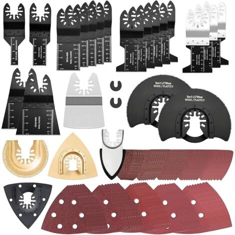 Lames de Scie Oscillantes Multifonction Universelle Outil Oscillants Multifonctions Accessoires Bois Plastique Métal Saw Blades Accessoires Kit Couper coins de Bois Carrelage Clou (1/5)