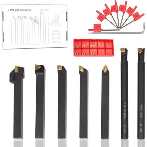 Lot de 21 Pcs 10mm Porte-Outil De Tournage KitTournage Inserts en Carbure Barre D'Alésage Tournage Multifonctionnel Support Alésoir avec Inserts De Carbure pour Outil de Tour