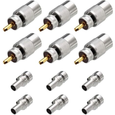 6 Pièces Connecteurs Coaxiaux PL259, Connecteurs à Souder Mâles UHF avec Réducteur UG-175 pour RG-58, RG-213, LMR195, RG142