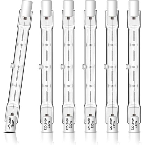 Lot de 6 Ampoule Halogène R7S 118mm 230W Dimmable, Ampoule R7s Linéaire 2700K Blanc Chaud, 4650LM, AC 230V, J118 Halogène pour Projecteur, l’éclairage de Paysage, Lampe de Travail, Lampadaire