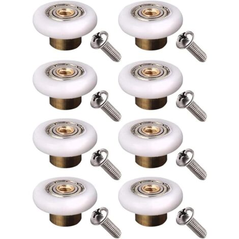 Rouleaux pour portes de douche, diamètre 19 mm, Blanc, 19 mm x 5 mm (boule en acier inoxydable 8 pièces avec vis), Cuivre, 8 pièces avec vis (1/5)