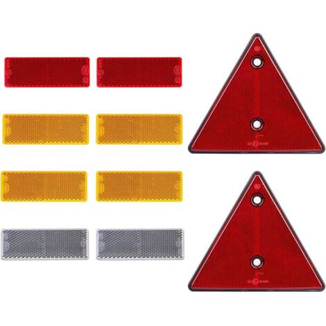 2 Catadioptre Triangle Rouge Visser Fixe, 2 Catadioptre Rouge, 4 Catadioptre Jaune, 2 Catadioptre Blanc, Catadioptre Rectangulaire Soi Adhésif, Catadioptre pour Remorque Camion RV Caravane (1/5)