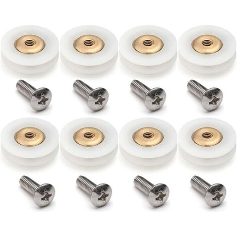 Lot de 8 Roulettes Rainurées en V en Cuivre 19 mm de Diamètre pour Porte de Douche, Universel, Acier Inoxydable, 19 Mm-8cs