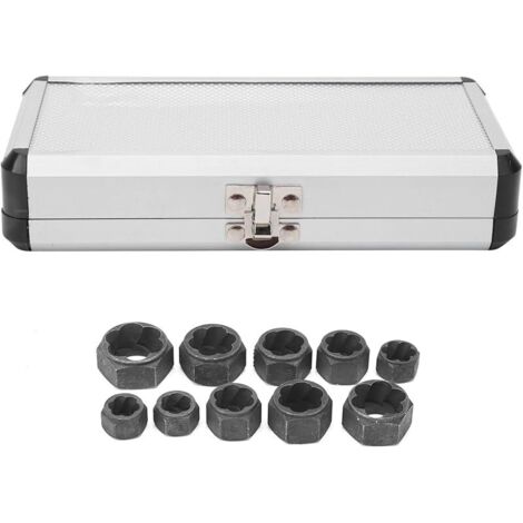 Extracteur d'écrou et de boulon endommagé, 10 pièces extracteur d'écrou extracteur de boulon endommagé outils de quincaillerie en alliage d'aluminium pour têtes de 9, 10, 11, 12, 13, 14, 15, 16, 17 et (1/5)