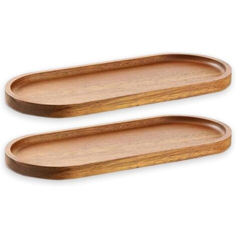 Plateaux de service en bois 29x10 cm Assiettes ovales en bois pour charcuterie, fromage, dîner - Plateaux de service en bois pour desserts, collations, pain, fruits, apéritifs (lot de 2) (1/5)