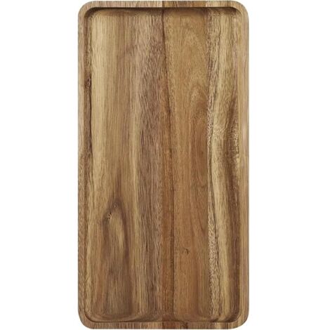 Plateau de service en bois d'acacia – Planche à charcuterie en bois – Plateau rectangulaire en bois pour servir des aliments, des fruits et du fromage – Plateau à dessert en bois de 35 x 18 cm (1) (1/5)