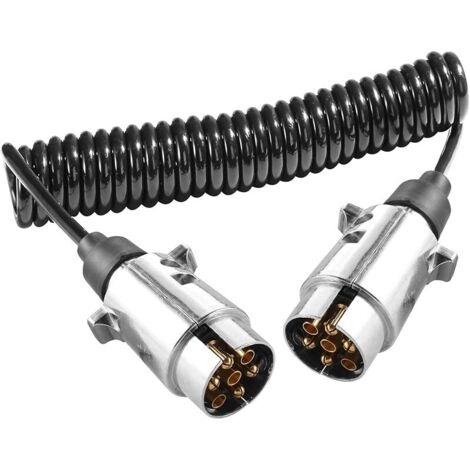 Rallonge Cable Remorque 7 Broches 12v 2.4m,Faisceau Spirale Câble Adaptateur Remorque Précâblé mit Prise 7broche Male a Male,Câble Extension Remorque Adaptateur Convertisseur 7-7 Broches