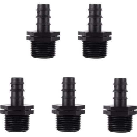 5 Pièces Connecteur Barbelé d'irrigation,Connecteurs de Tuyaux de Jardin pour 16 mm Système d'Irrigation (DN16 à 3/4" Couplage) (1/4)