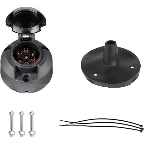 Prise Remorque 7 Broches avec Joint en Caoutchouc, 12V Étanche Connecteur Prise Remorque Femelle, pour Caravane RV Voiture Bateau (1/5)