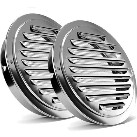 2 pièces grille aeration 150mm,Grille de ventilation ronde en acier inoxydable avec moustiquaire,pour garage, cuisine, salle de bain (1/5)