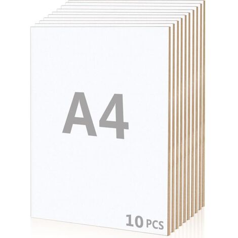10 Pcs Mdf A4 pour Travaux Manuels, 300 x 210 x 3mm A4 Contreplaqué en Panneaux Bois Mdf pour Gravure au Laser, Peinture et Décoration (Blanc)