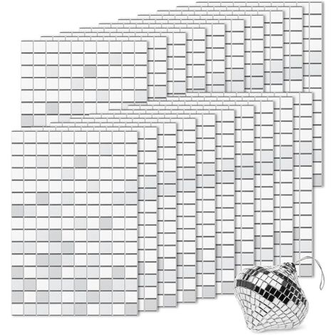 3000 Pièces Mosaique miroir auto-Adhésif,Autocollants Carrés en Mosaïque de Verre Mini Autocollants Miroir pour DIY Disco Party DIY Decor - 10 x 10 mm (1/5)
