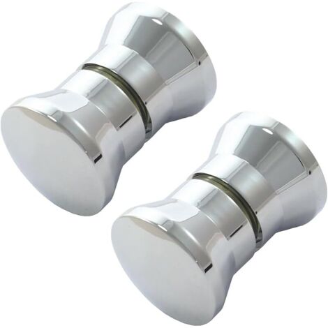 Lot de 2 paires de poignées de porte de douche rondes en verre chromé - Pièces de rechange pour cabine de douche, écran de baignoire (poignée-2)
