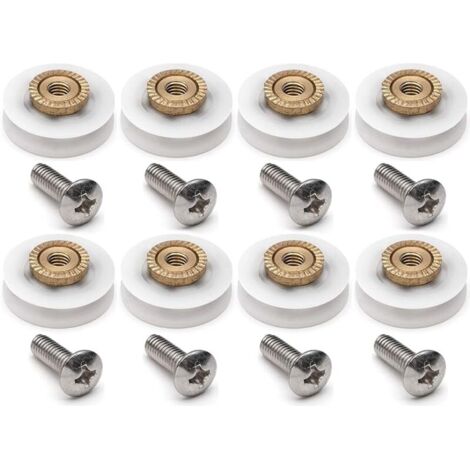Lot de 8 roulettes de porte de douche en acier inoxydable Diamètre 19 mm (1/5)