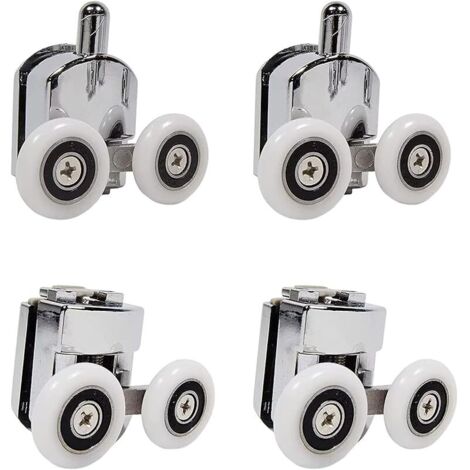 Lot de 4 roulettes de douche avec double porte coulissante (2 en haut + 2 en bas) (25 mm - 2top + 2 bas) (1/5)