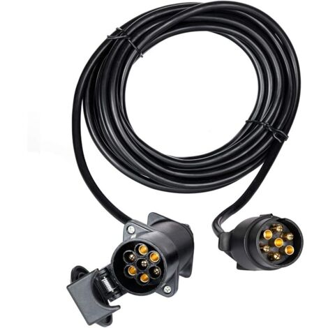 6M Rallonge Remorque 7 Broches, avec Prise Mâle et Femelle, 12V Rallonge Spirale Câble Remorque Connecteur, pour Camion Remorque Caravane RV (1/5)